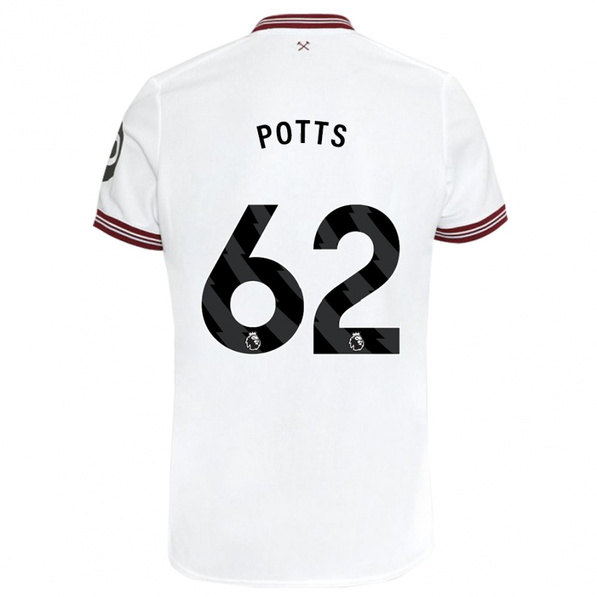 Women Football Freddie Potts #62 White Away Jersey 2023/24 T-Shirt Canada