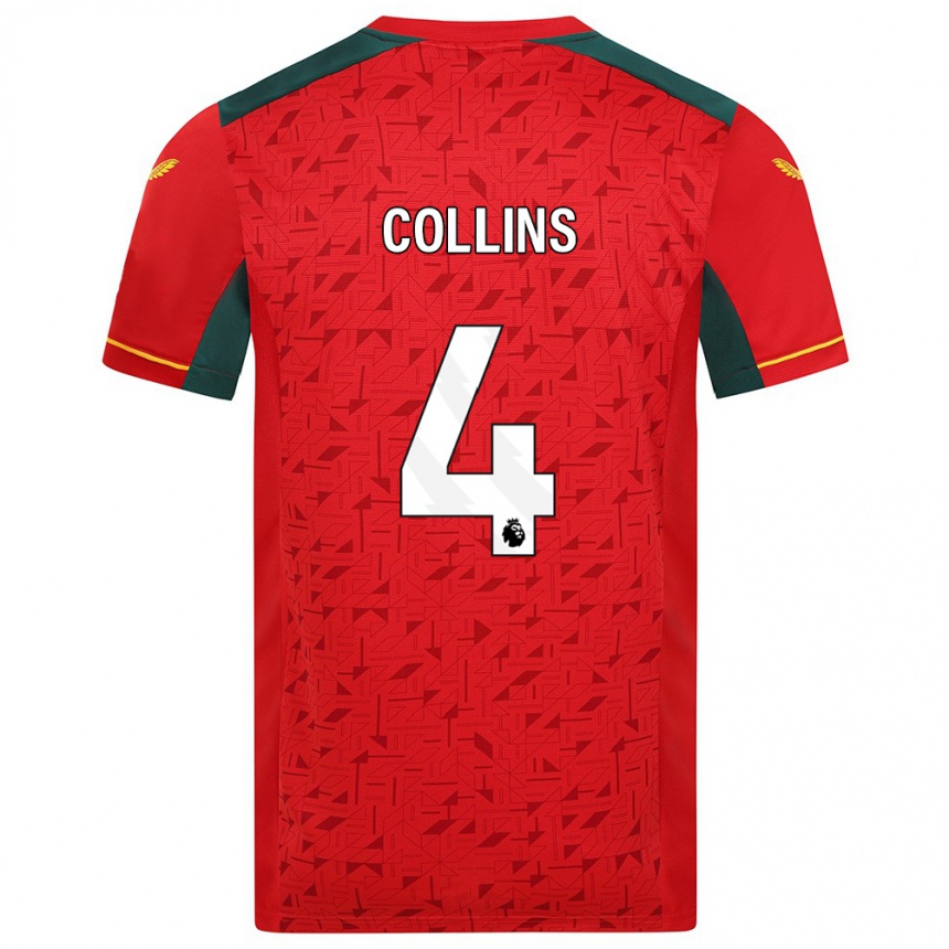 Women Football Nathan Collins #4 Red Away Jersey 2023/24 T-Shirt Canada