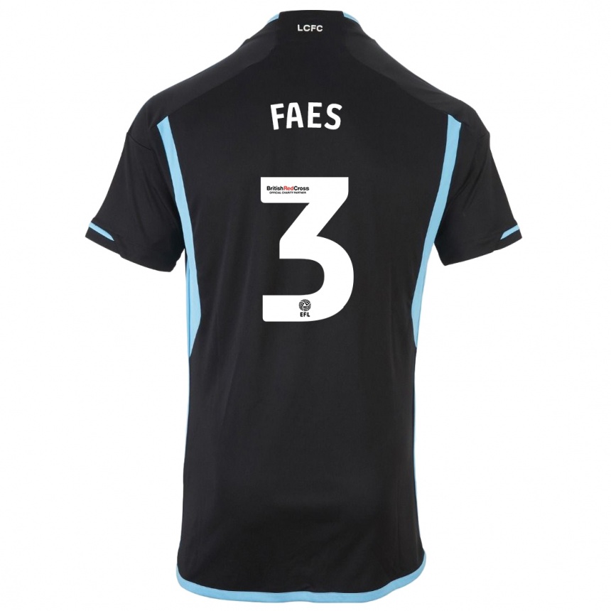 Women Football Wout Faes #3 Black Away Jersey 2023/24 T-Shirt Canada