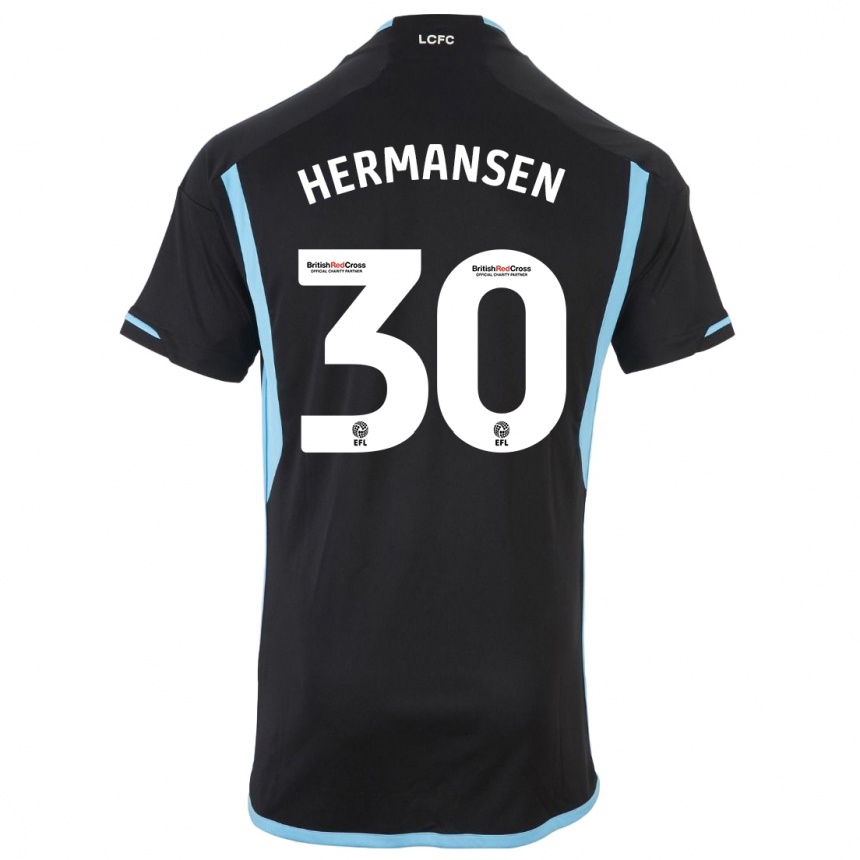 Women Football Mads Hermansen #30 Black Away Jersey 2023/24 T-Shirt Canada