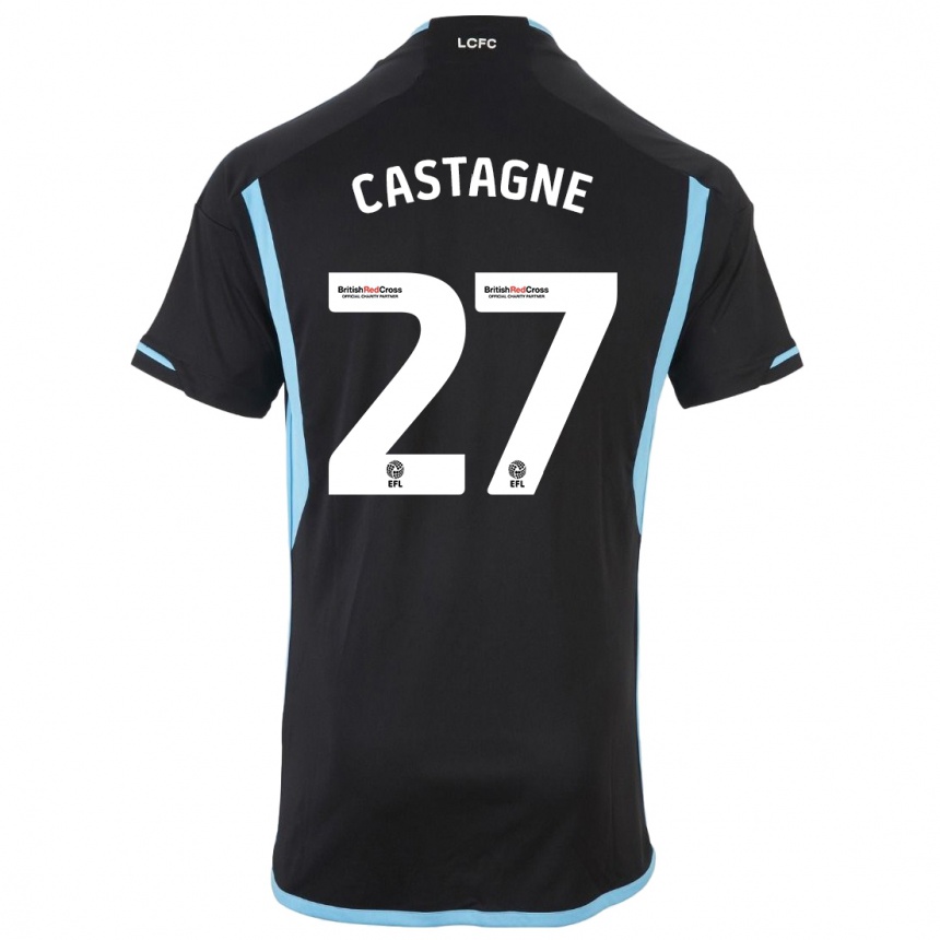 Women Football Timothy Castagne #27 Black Away Jersey 2023/24 T-Shirt Canada