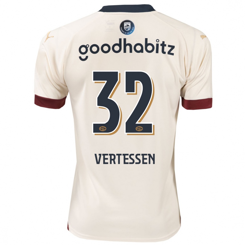 Women Football Yorbe Vertessen #32 Off-White Away Jersey 2023/24 T-Shirt Canada