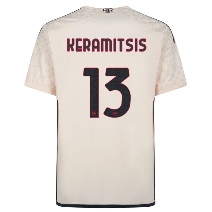 Women Football Dimitrios Keramitsis #13 Off-White Away Jersey 2023/24 T-Shirt Canada