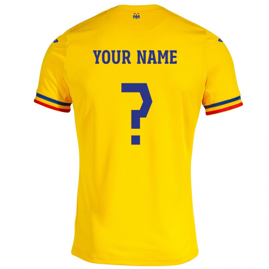 Kids Football Romania Your Name #0 Yellow Home Jersey 24-26 T-Shirt Canada