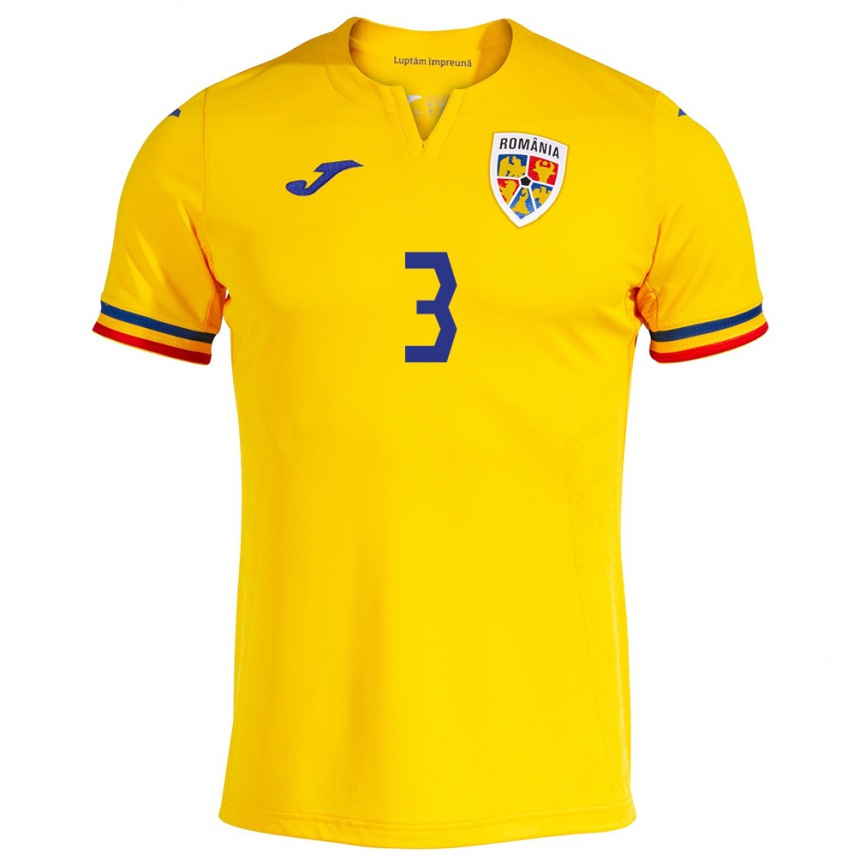 Kids Football Romania Cristian Ignat #3 Yellow Home Jersey 24-26 T-Shirt Canada