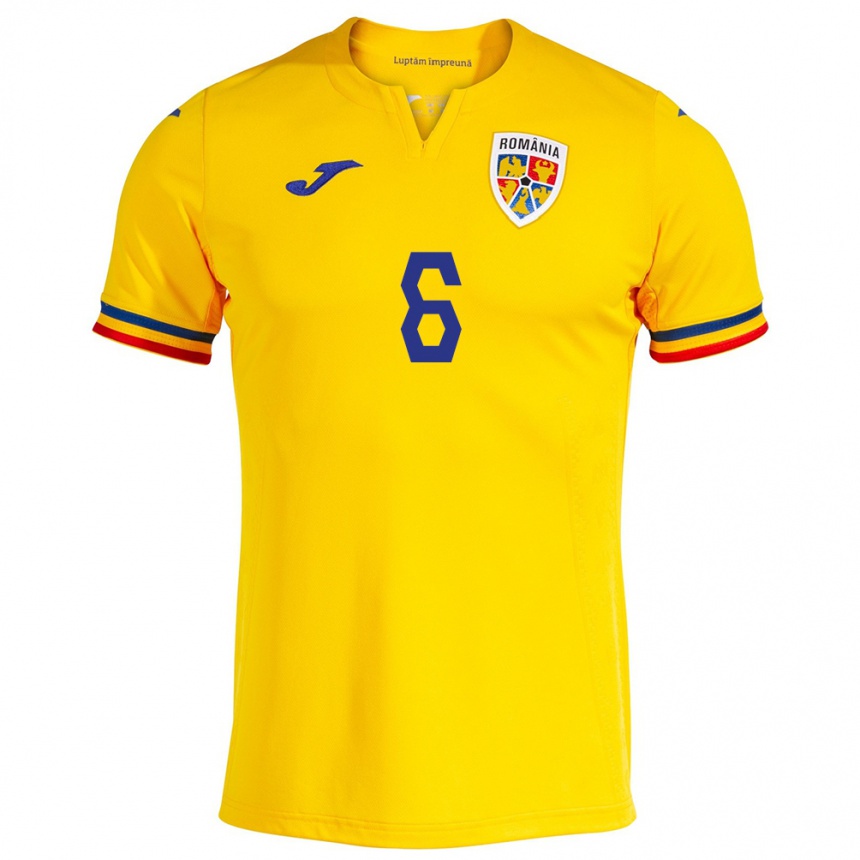 Kids Football Romania Marius Marin #6 Yellow Home Jersey 24-26 T-Shirt Canada