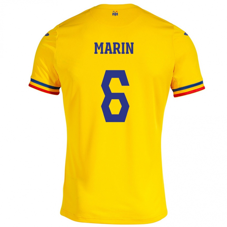 Kids Football Romania Marius Marin #6 Yellow Home Jersey 24-26 T-Shirt Canada