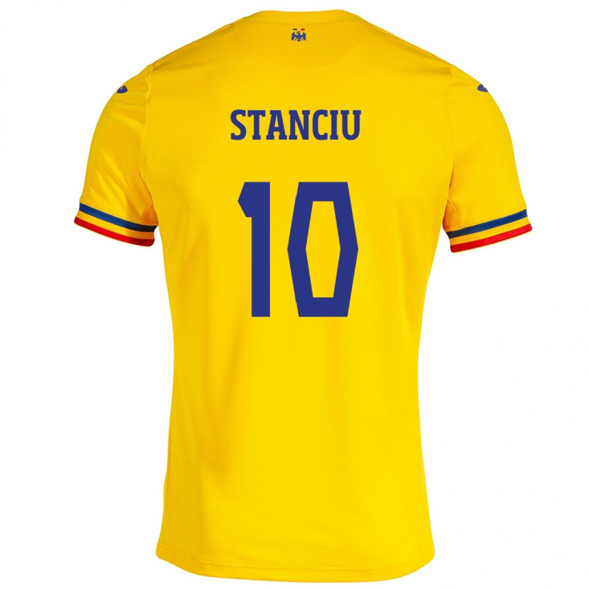 Kids Football Romania Nicolae Stanciu #10 Yellow Home Jersey 24-26 T-Shirt Canada