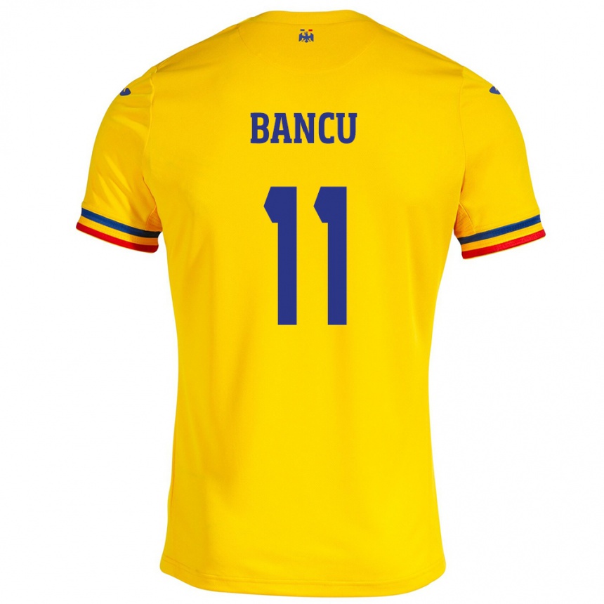 Kids Football Romania Nicuşor Bancu #11 Yellow Home Jersey 24-26 T-Shirt Canada