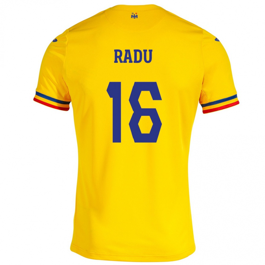 Kids Football Romania Andrei Radu #16 Yellow Home Jersey 24-26 T-Shirt Canada