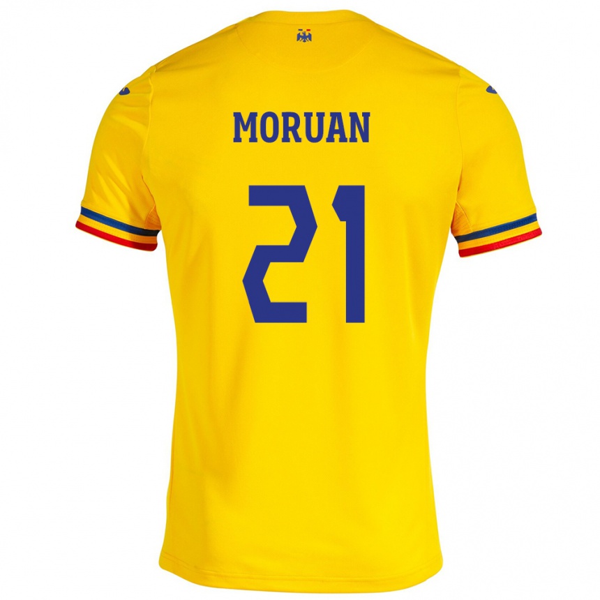 Kids Football Romania Olimpiu Moruţan #21 Yellow Home Jersey 24-26 T-Shirt Canada