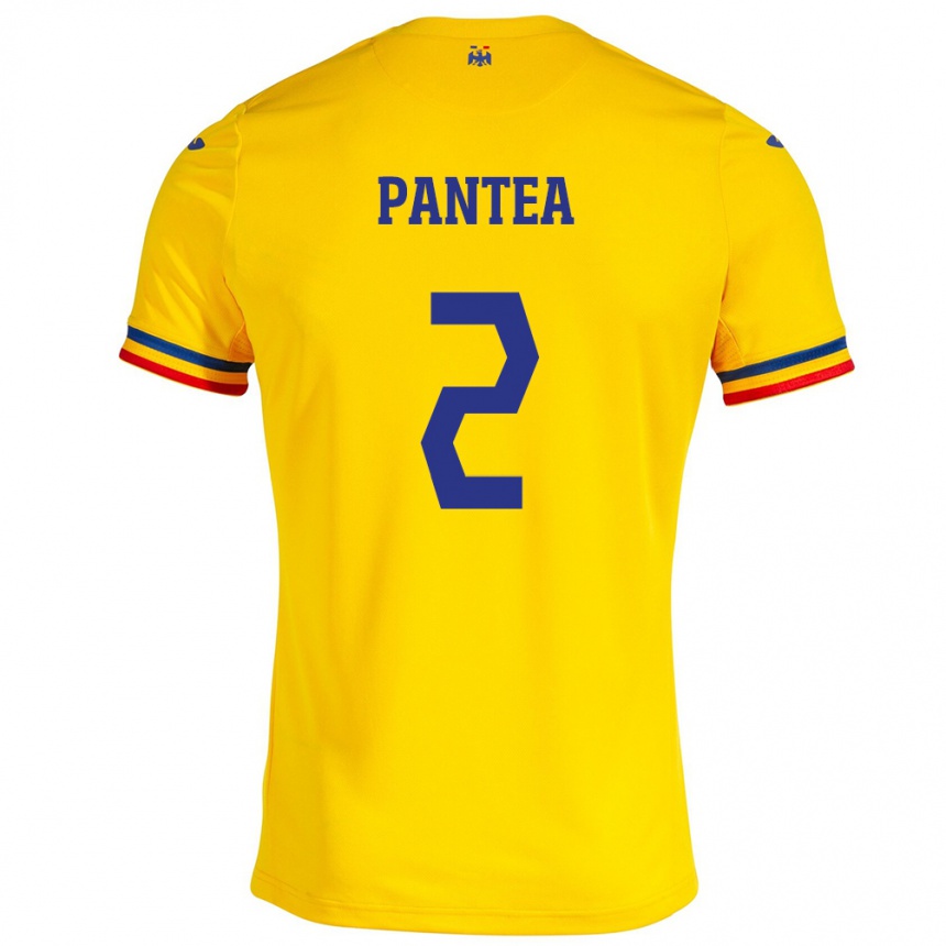 Kids Football Romania Alexandru Pantea #2 Yellow Home Jersey 24-26 T-Shirt Canada