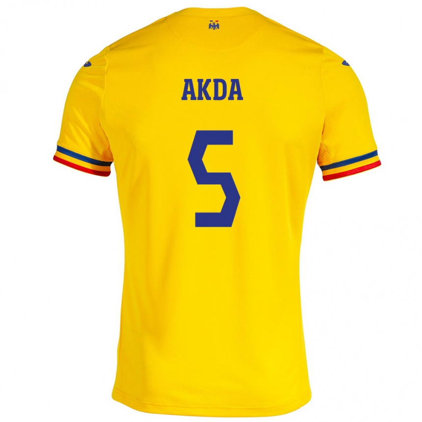 Kids Football Romania Ümit Akdağ #5 Yellow Home Jersey 24-26 T-Shirt Canada