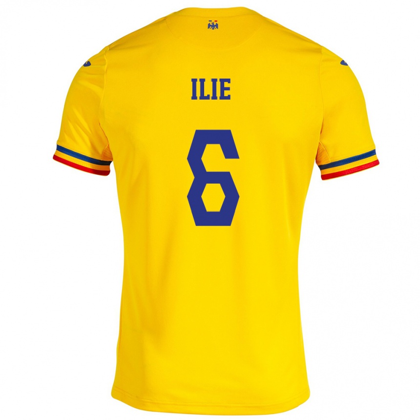 Kids Football Romania Matei Ilie #6 Yellow Home Jersey 24-26 T-Shirt Canada