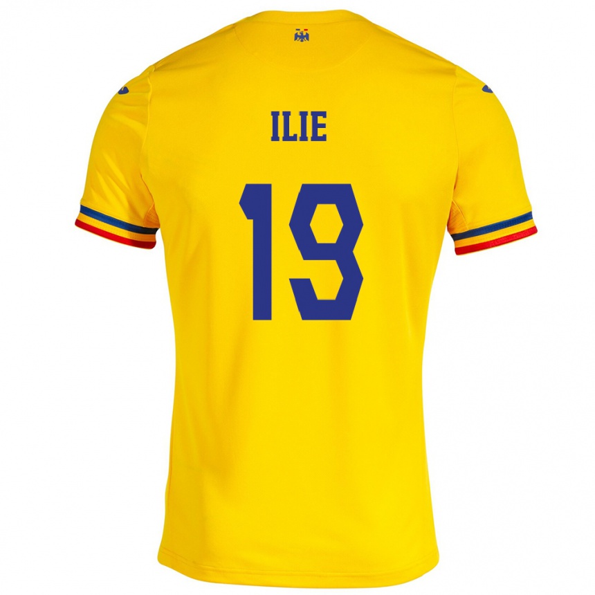 Kids Football Romania Rareș Ilie #19 Yellow Home Jersey 24-26 T-Shirt Canada