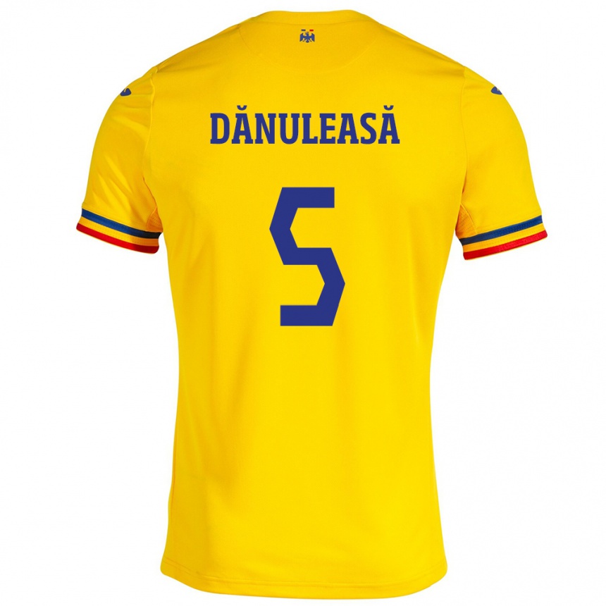 Kids Football Romania Gabriel Dănuleasă #5 Yellow Home Jersey 24-26 T-Shirt Canada