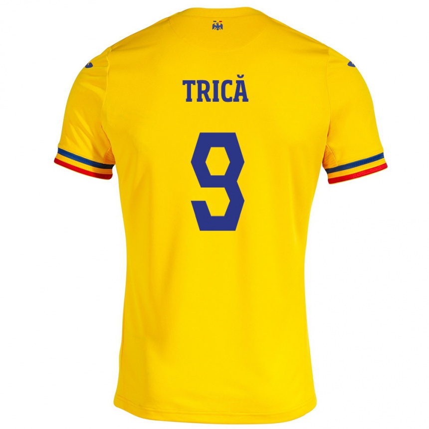 Kids Football Romania Atanas Trică #9 Yellow Home Jersey 24-26 T-Shirt Canada