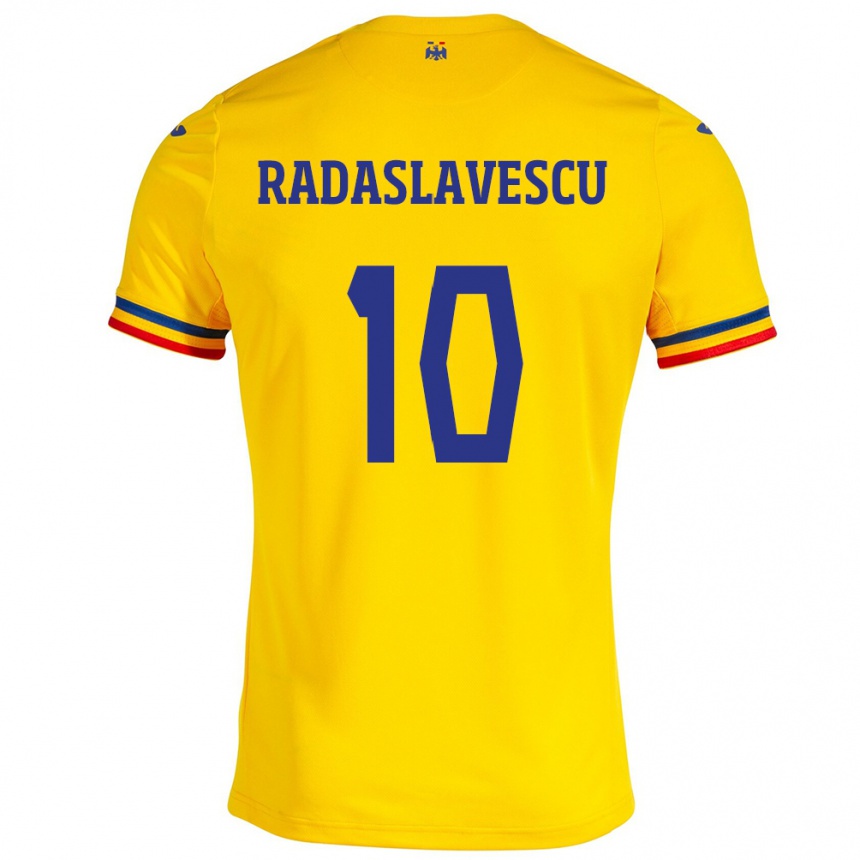 Kids Football Romania Eduard Radaslavescu #10 Yellow Home Jersey 24-26 T-Shirt Canada