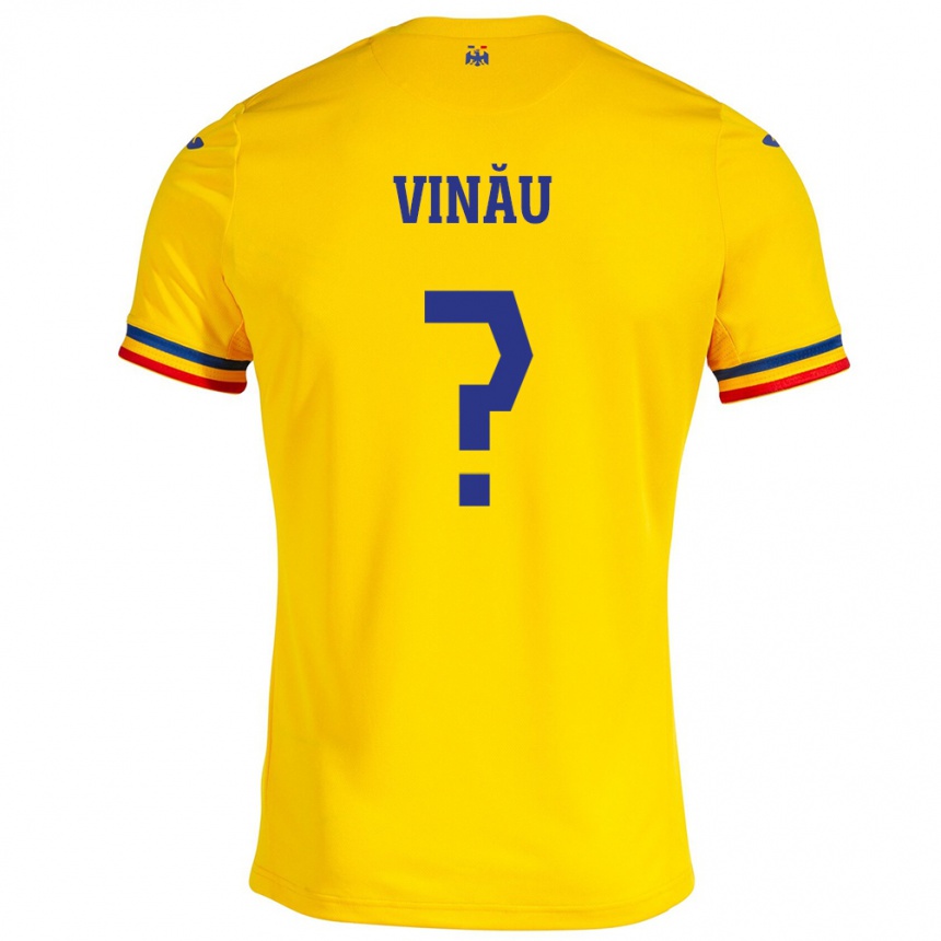 Kids Football Romania Eric Vînău #0 Yellow Home Jersey 24-26 T-Shirt Canada