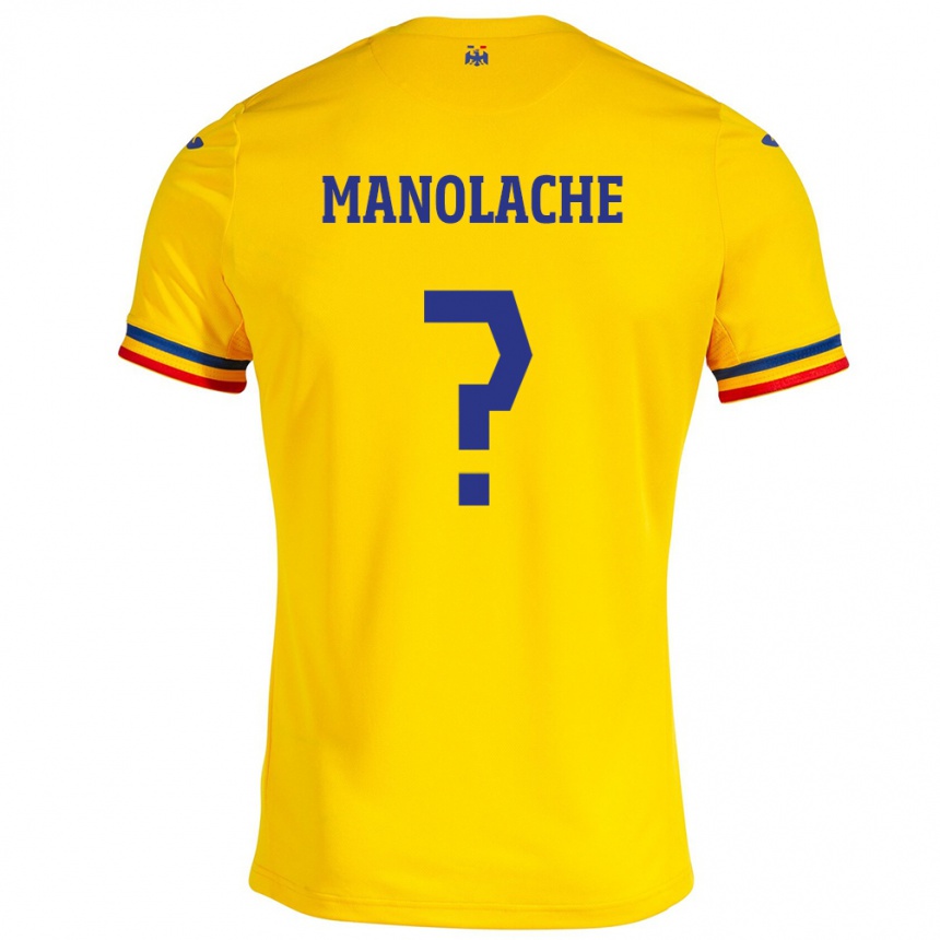 Kids Football Romania Luca Manolache #0 Yellow Home Jersey 24-26 T-Shirt Canada