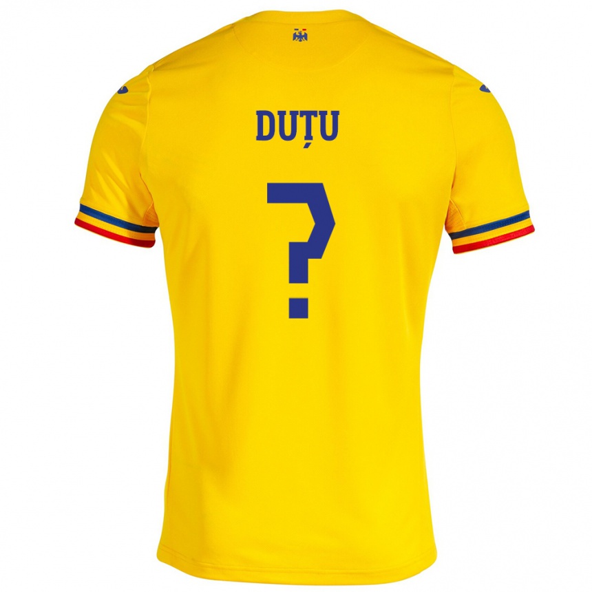 Kids Football Romania Matteo Duțu #0 Yellow Home Jersey 24-26 T-Shirt Canada