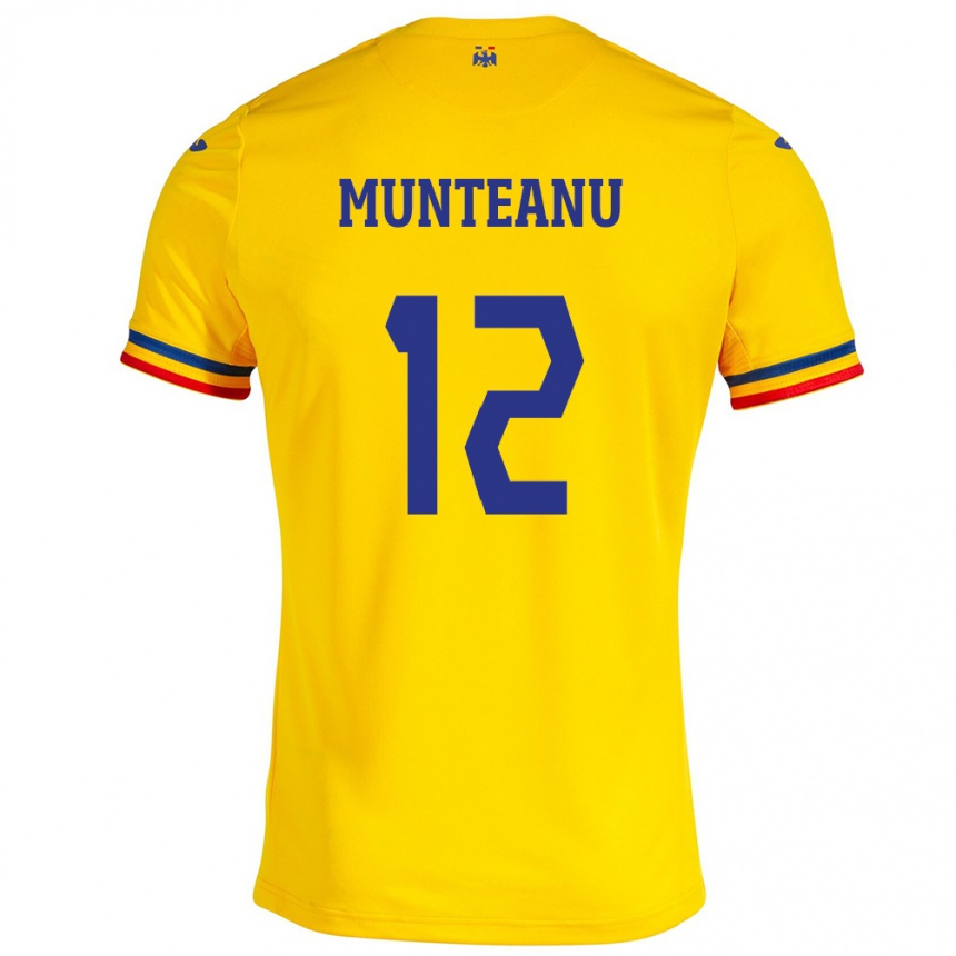 Kids Football Romania Rafael Munteanu #12 Yellow Home Jersey 24-26 T-Shirt Canada