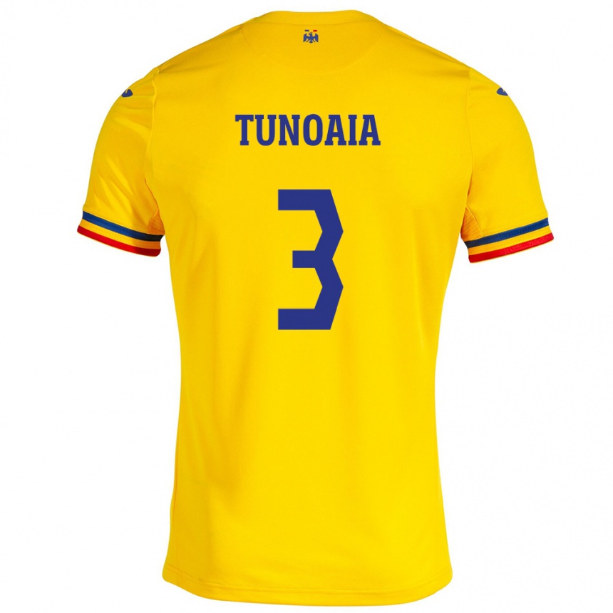 Kids Football Romania Alexandra Tunoaia #3 Yellow Home Jersey 24-26 T-Shirt Canada