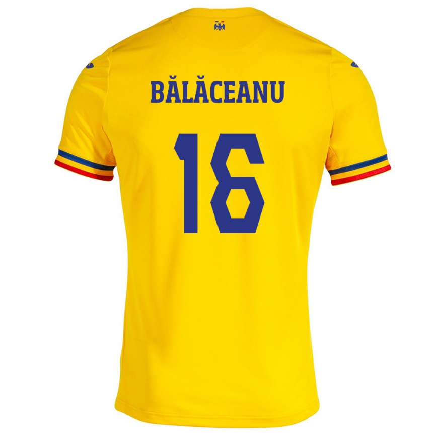 Kids Football Romania Ioana Bălăceanu #16 Yellow Home Jersey 24-26 T-Shirt Canada