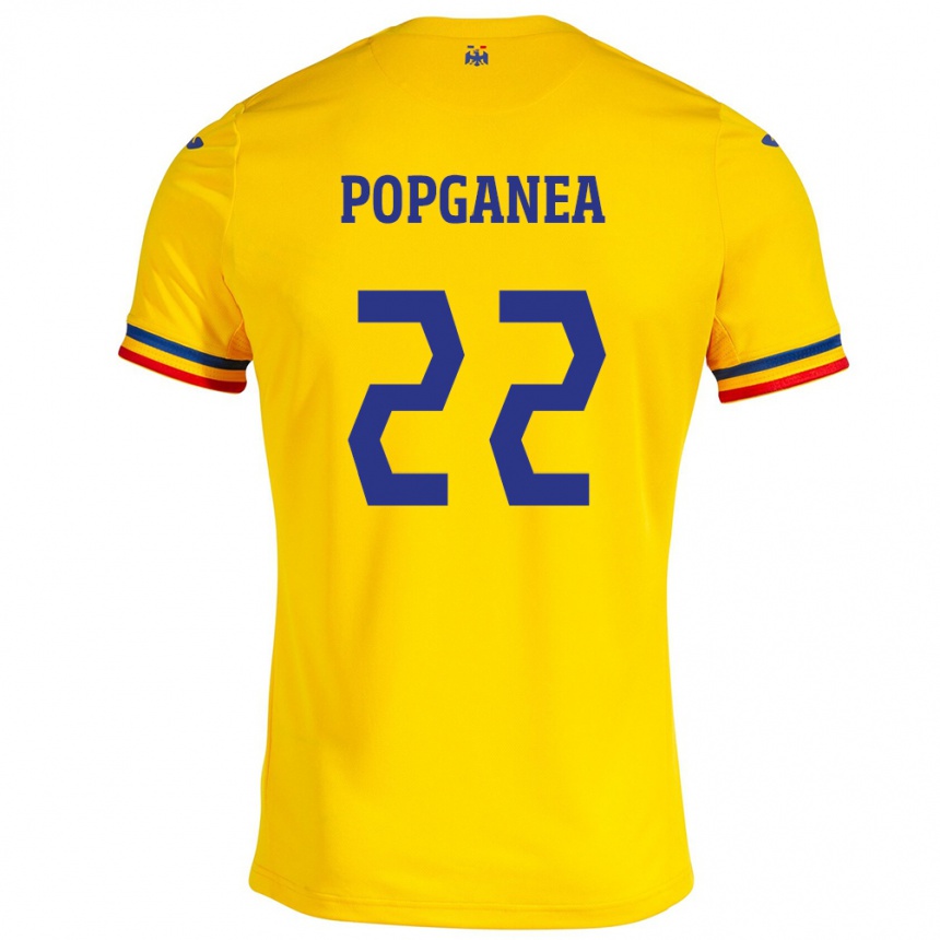 Kids Football Romania Mirela Pop-Ganea #22 Yellow Home Jersey 24-26 T-Shirt Canada