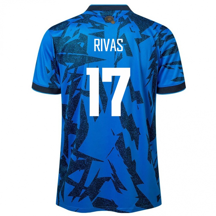 Kids Football El Salvador Eduardo Rivas #17 Blue Home Jersey 24-26 T-Shirt Canada