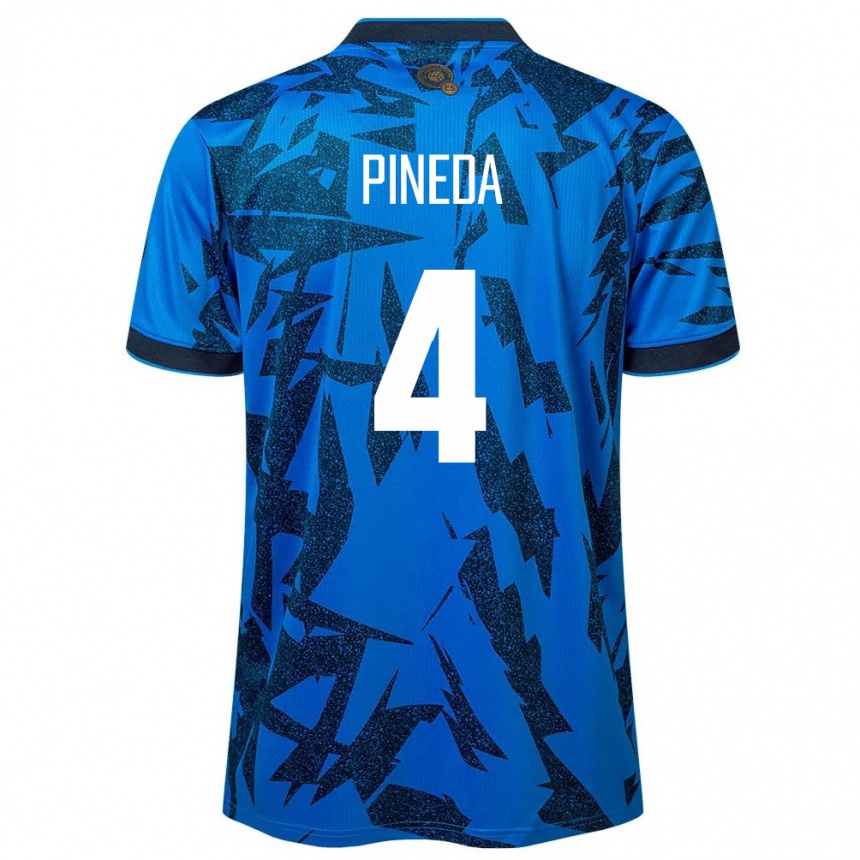 Kids Football El Salvador Wálter Pineda #4 Blue Home Jersey 24-26 T-Shirt Canada