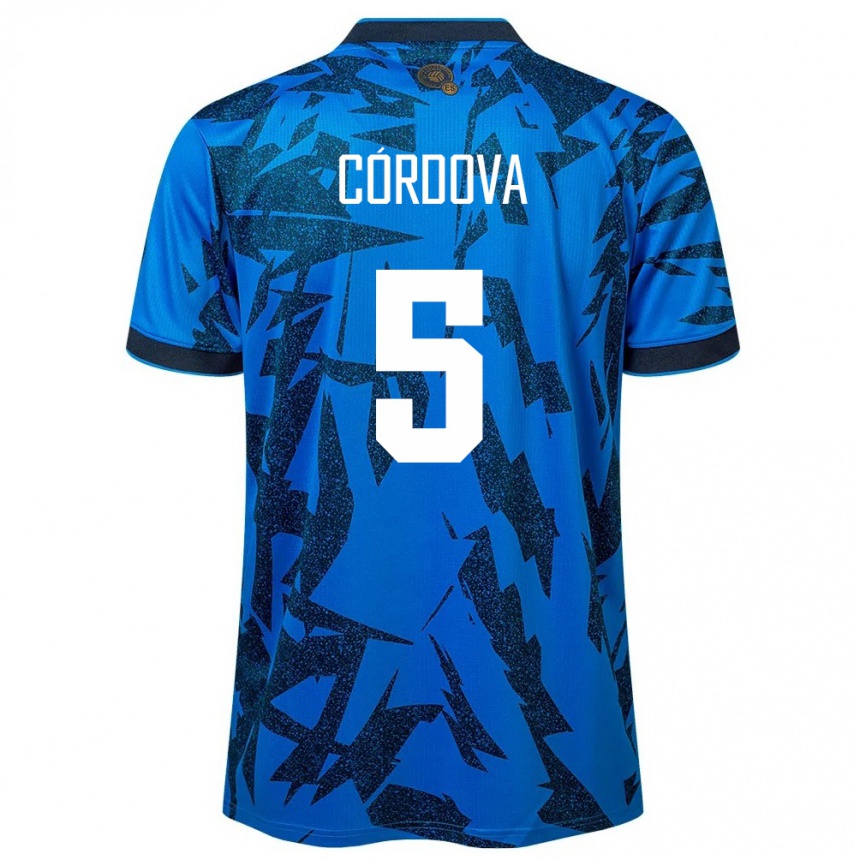 Kids Football El Salvador Edwin Córdova #5 Blue Home Jersey 24-26 T-Shirt Canada