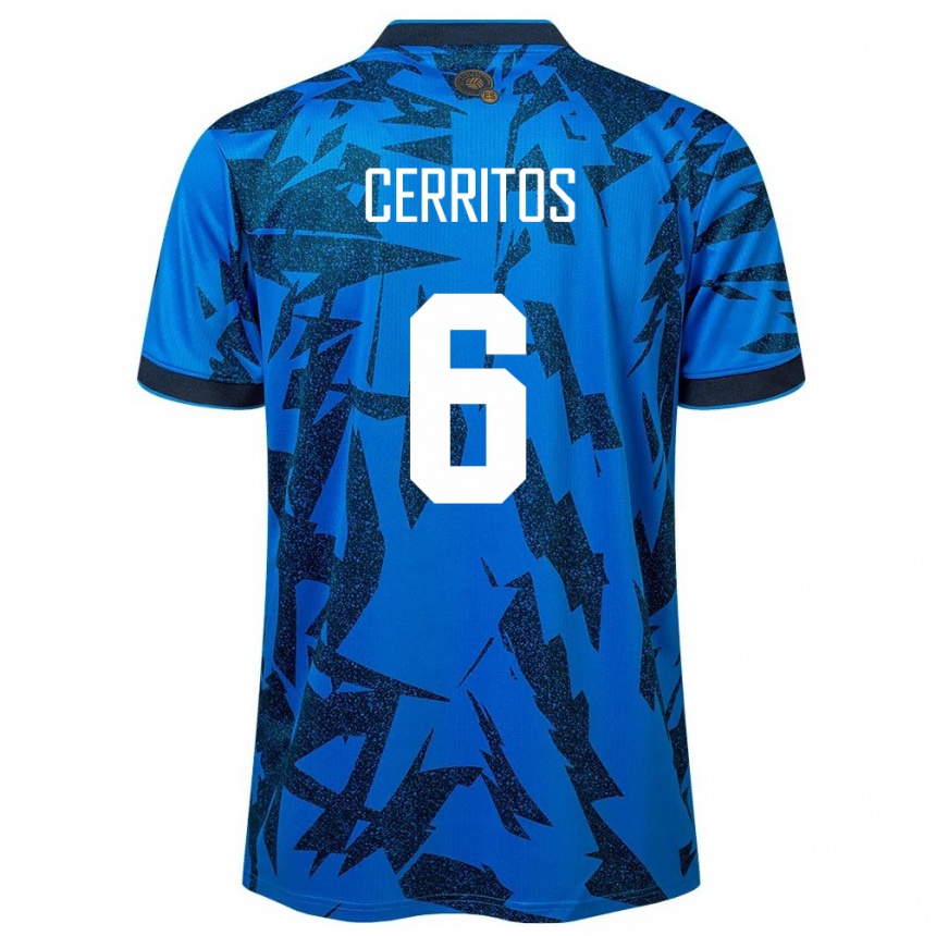 Kids Football El Salvador Mauricio Cerritos #6 Blue Home Jersey 24-26 T-Shirt Canada