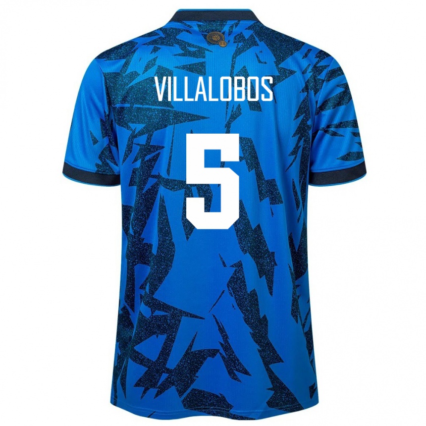 Kids Football El Salvador Kristian Villalobos #5 Blue Home Jersey 24-26 T-Shirt Canada