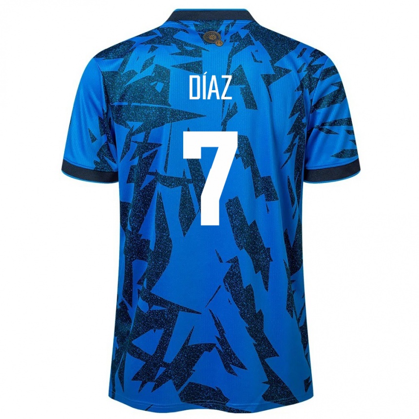 Kids Football El Salvador Nelson Díaz #7 Blue Home Jersey 24-26 T-Shirt Canada