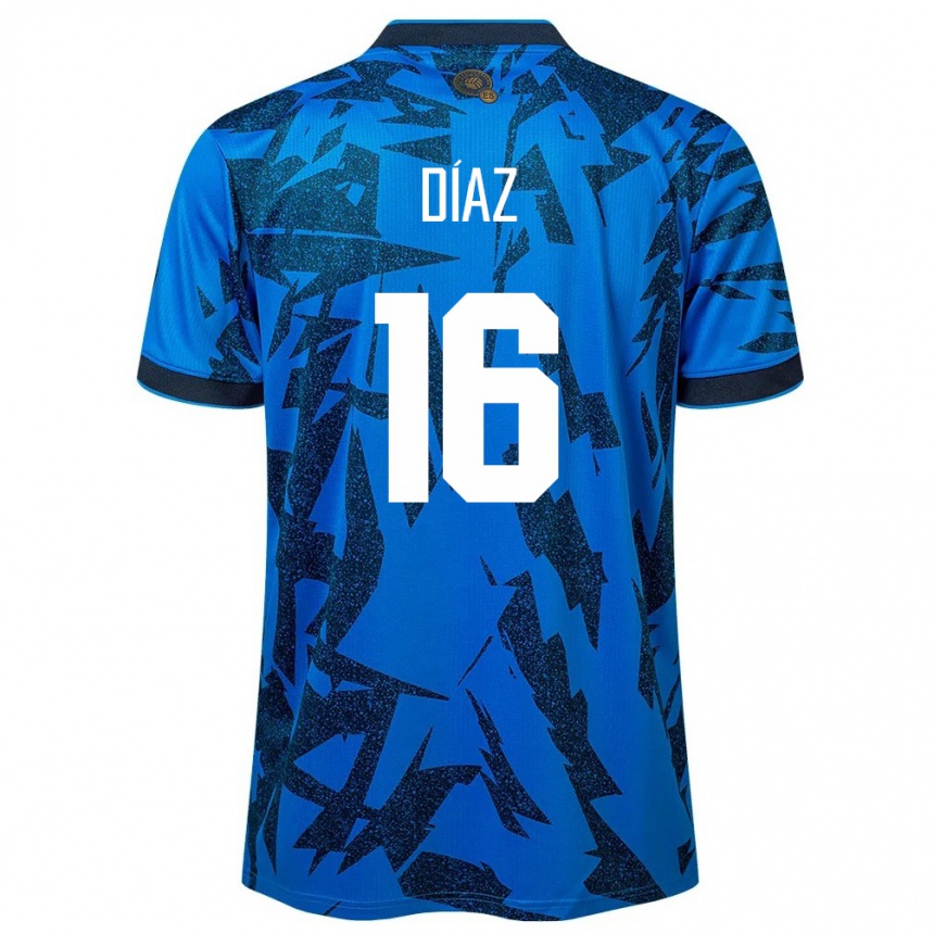 Kids Football El Salvador Wilber Díaz #16 Blue Home Jersey 24-26 T-Shirt Canada