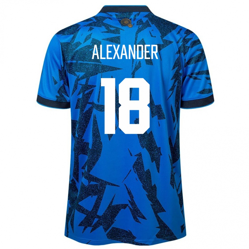 Kids Football El Salvador Alexander Aguilar #18 Blue Home Jersey 24-26 T-Shirt Canada