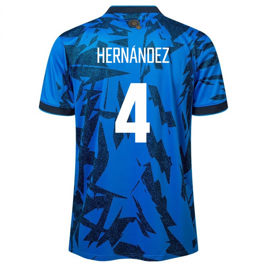 Kids Football El Salvador Elaily Hernández #4 Blue Home Jersey 24-26 T-Shirt Canada