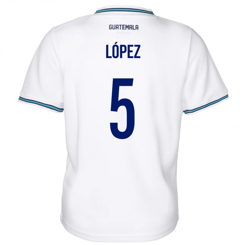 Kids Football Guatemala Jeffery López #5 White Home Jersey 24-26 T-Shirt Canada