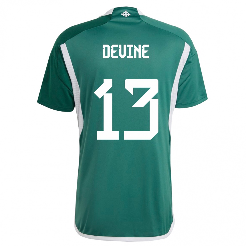 Kids Football Northern Ireland Senan Devine #13 Green Home Jersey 24-26 T-Shirt Canada