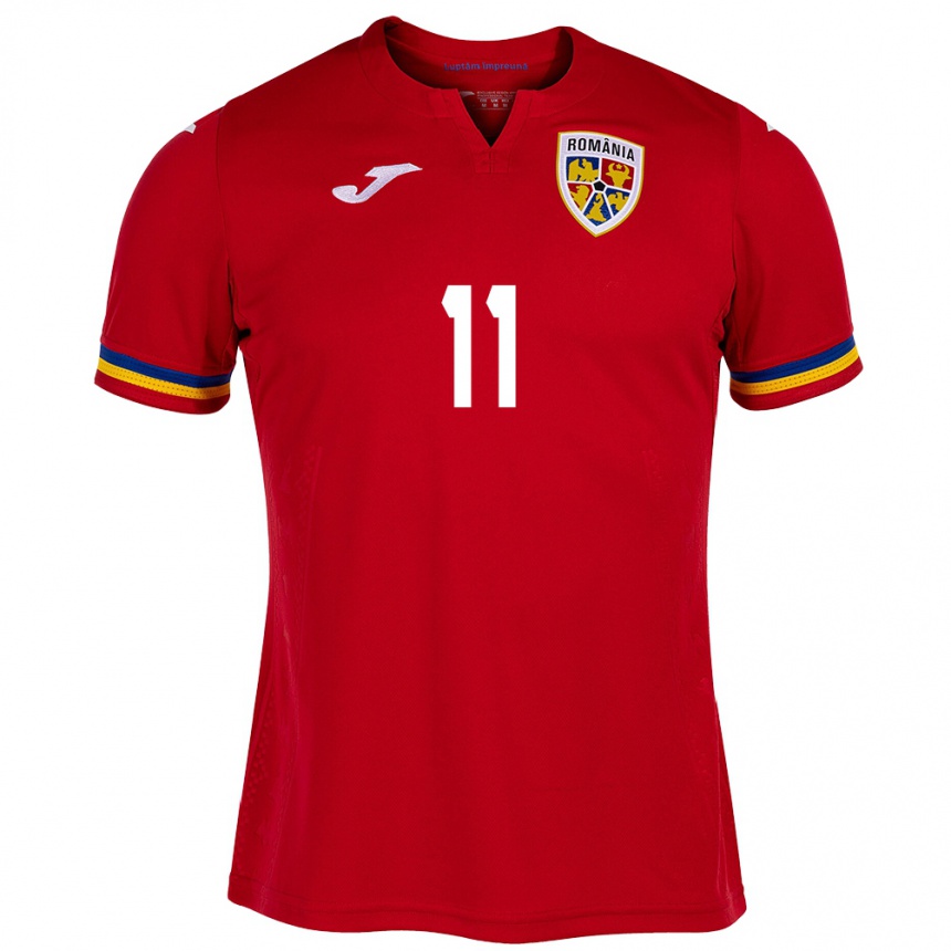 Kids Football Romania Andrei Borza #11 Red Away Jersey 24-26 T-Shirt Canada