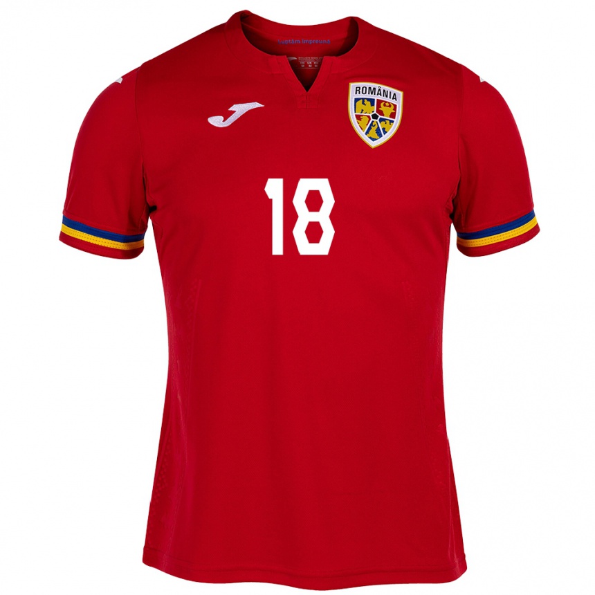 Kids Football Romania Enes Sali #18 Red Away Jersey 24-26 T-Shirt Canada