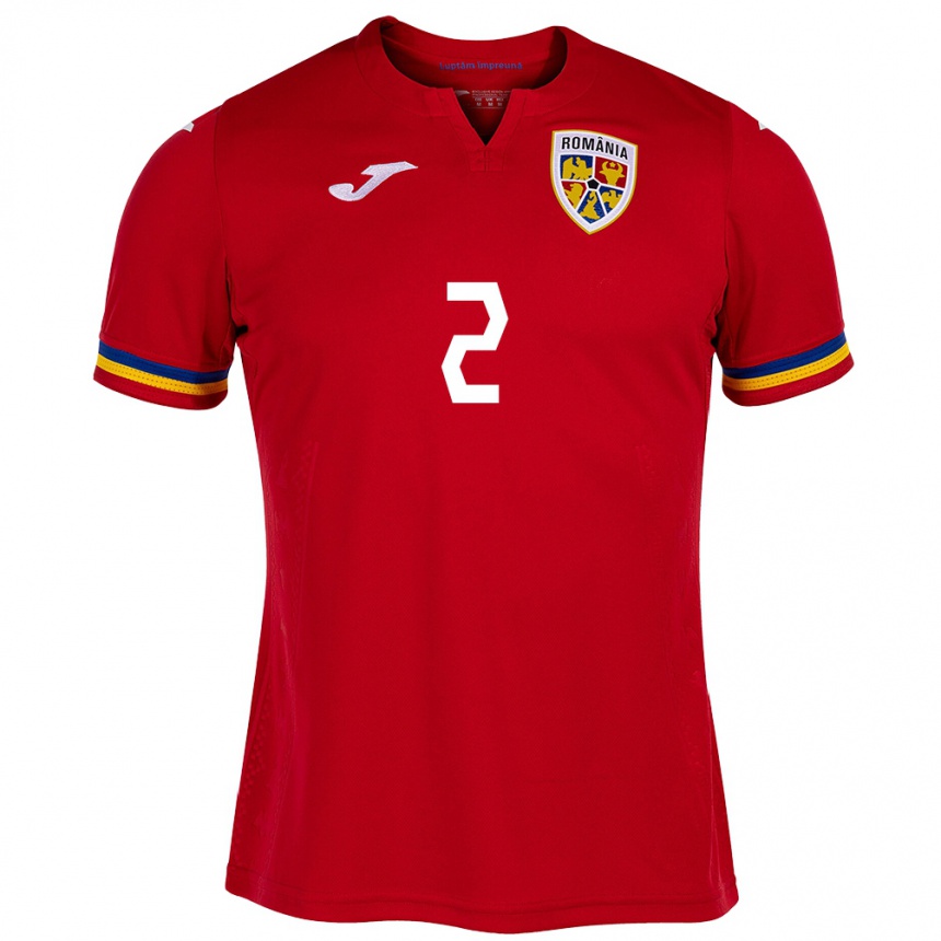 Kids Football Romania Sergiu Pîrvulescu #2 Red Away Jersey 24-26 T-Shirt Canada