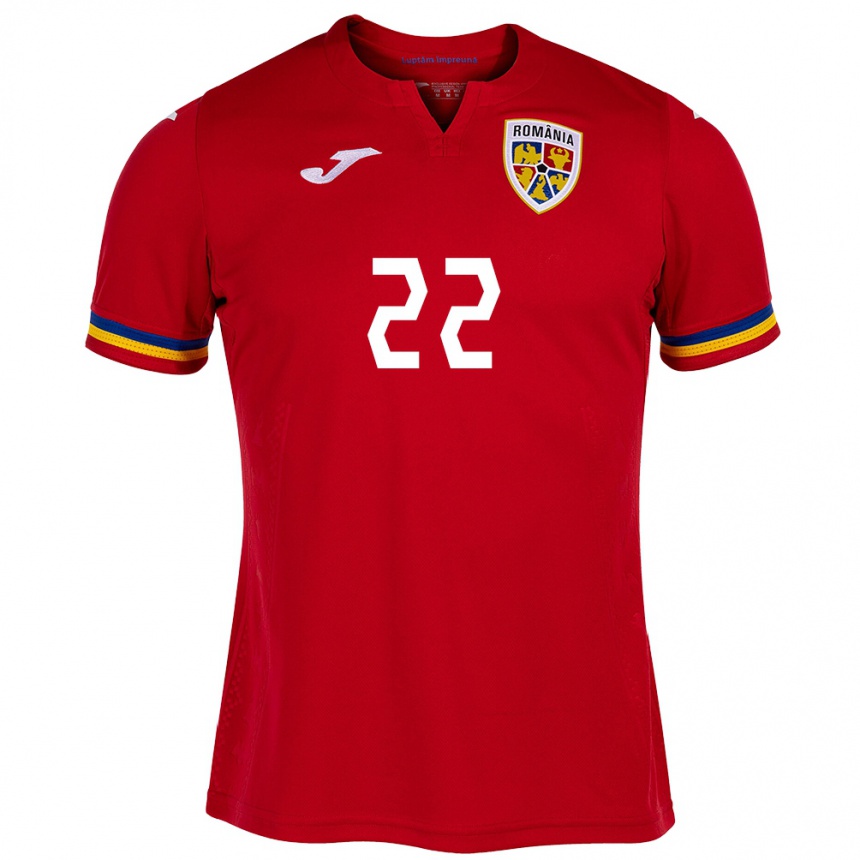 Kids Football Romania Vasile Mogoș #22 Red Away Jersey 24-26 T-Shirt Canada