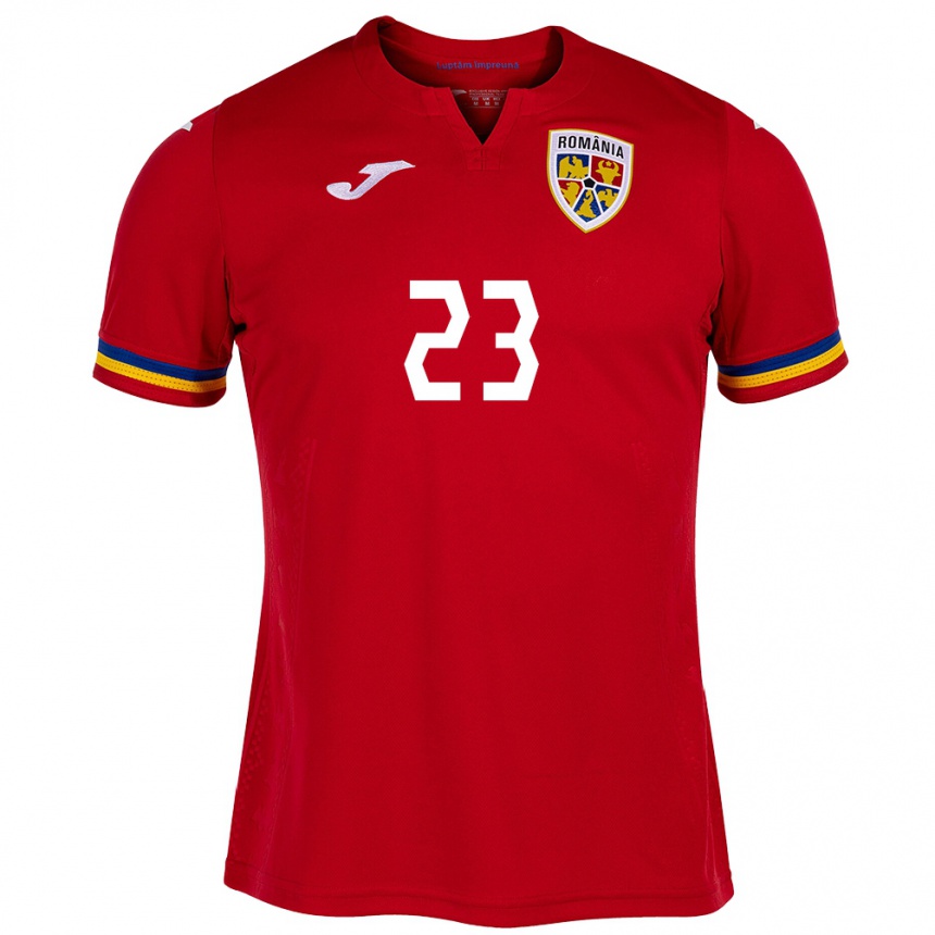 Kids Football Romania Andres Dumitrescu #23 Red Away Jersey 24-26 T-Shirt Canada