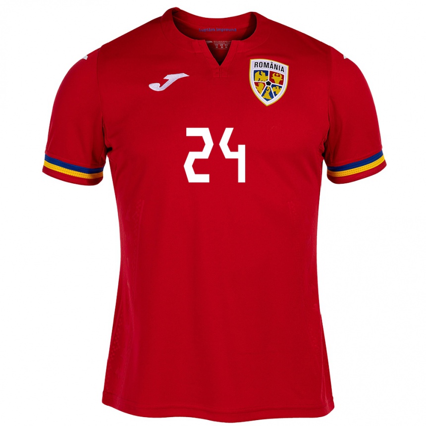 Kids Football Romania Botond Gergely #24 Red Away Jersey 24-26 T-Shirt Canada