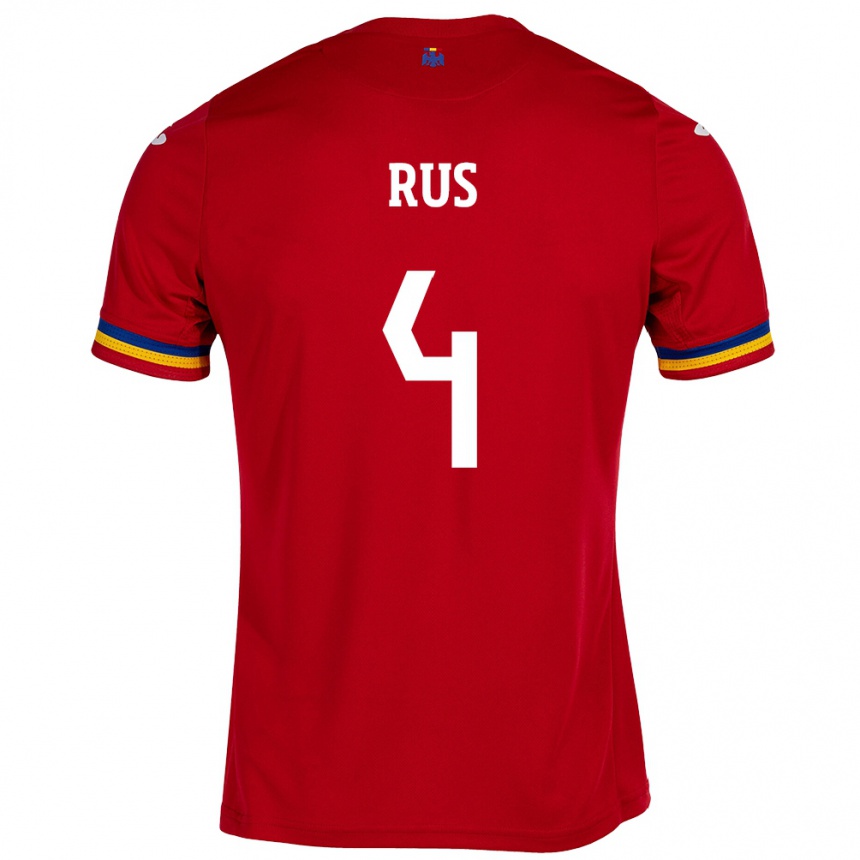 Kids Football Romania Adrian Rus #4 Red Away Jersey 24-26 T-Shirt Canada