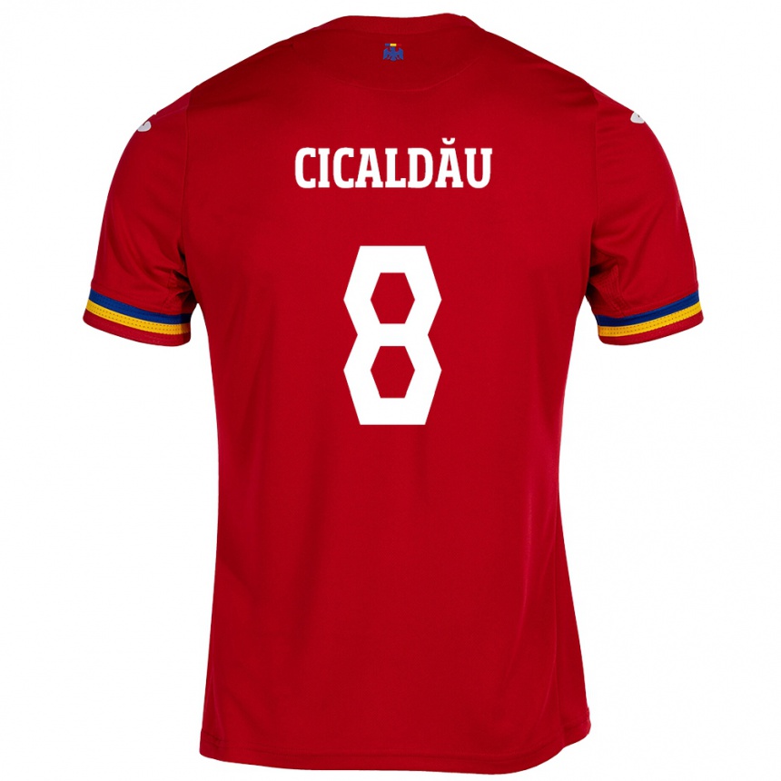 Kids Football Romania Alexandru Cicâldău #8 Red Away Jersey 24-26 T-Shirt Canada