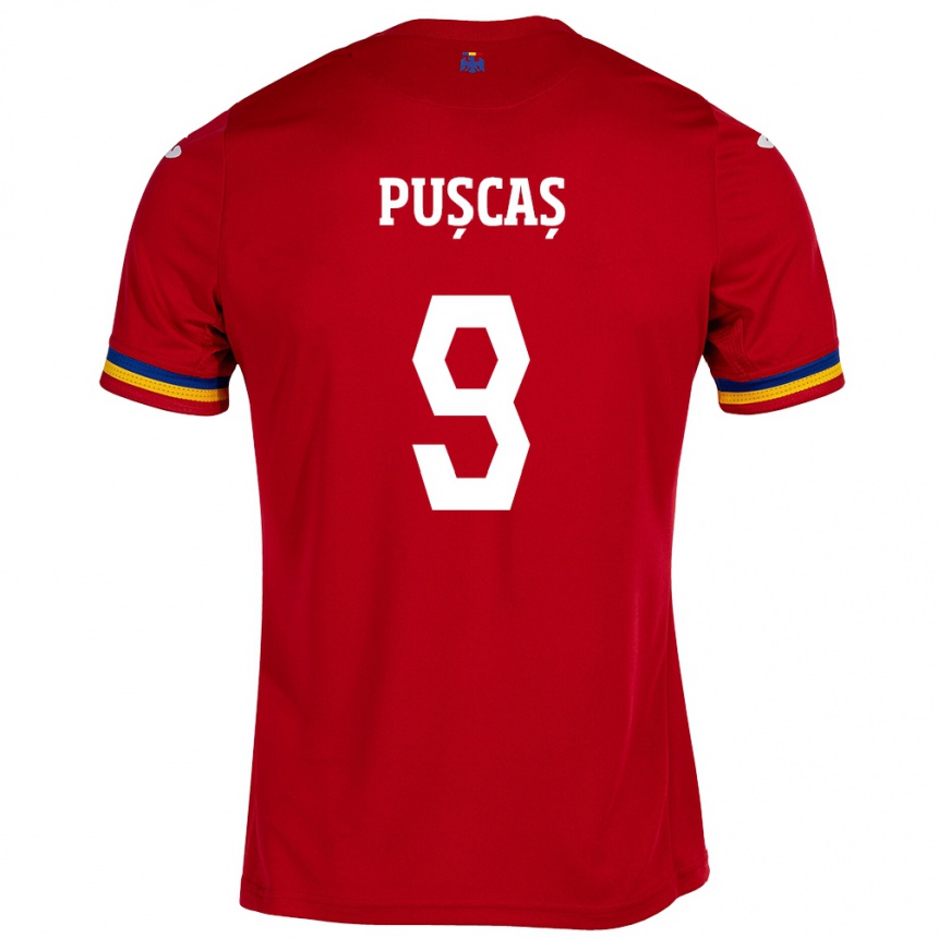 Kids Football Romania George Pușcaș #9 Red Away Jersey 24-26 T-Shirt Canada