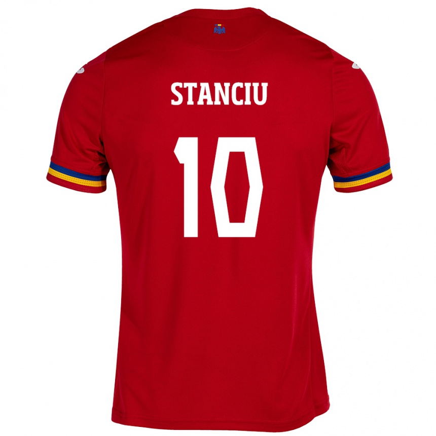 Kids Football Romania Nicolae Stanciu #10 Red Away Jersey 24-26 T-Shirt Canada